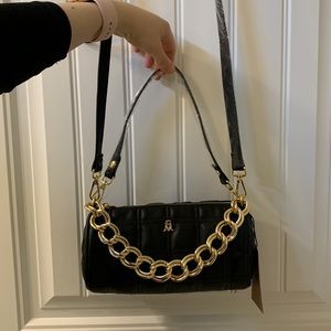 Steve Madden Mini Black Quilt Leather Duffle Bag